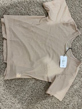 Neutral Beige ZYIA active Short Sleeve Top